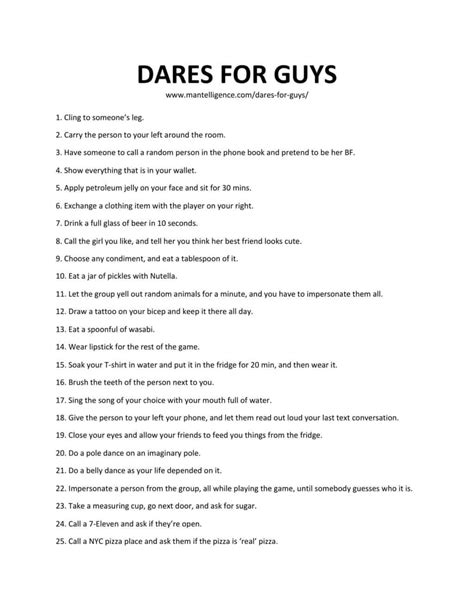 best dares for guys